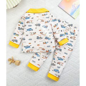 Yellow Dumper Truck soft Cotton Kids Nightsuit - 1 - 2 Years Nightsuits