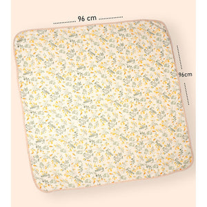 Yellow Flower muslin cotton blanket with 2 matching Napkins for Newborn & Infants - Bedding