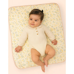 Yellow Flower muslin cotton blanket with 2 matching Napkins for Newborn & Infants - Bedding
