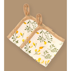 Yellow Flower muslin cotton blanket with 2 matching Napkins for Newborn & Infants - Bedding