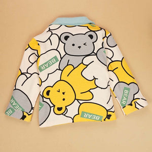 Yellow Grey Bear print soft Cotton Kids Nightsuit - 3 - 4 Years Nightsuits