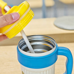 Yellow Lid, popcorn Cat, Twilight Tumbler Series, Stainless Steel Tumbler and Water Bottle for Teens and Adults, 750 ml - Back To School