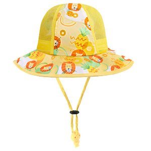 Yellow Lion breathable Net wide brim Sun Hat for Kids& Toddlers with Adjustable Strap - 2 - 5 years Swim