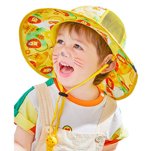 Yellow Lion breathable Net wide brim Sun Hat for Kids& Toddlers with Adjustable Strap - 2 - 5 years Swim