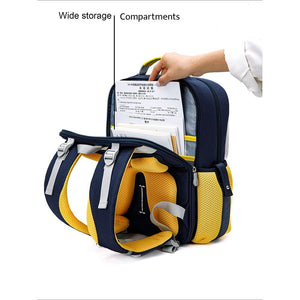 Yellow & Navy 3 stripes Ergonomic School Backpack for Kids - Little Surprise BoxYellow & Navy 3 stripes Ergonomic School Backpack for Kids