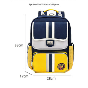 Yellow & Navy 3 stripes Ergonomic School Backpack for Kids - Little Surprise BoxYellow & Navy 3 stripes Ergonomic School Backpack for Kids