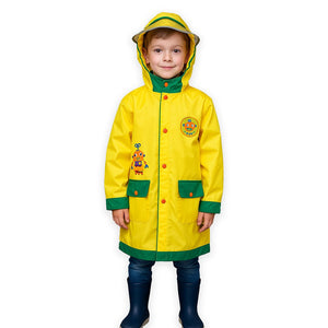 Yellow Robot Knee Length Raincoat for kids - 4 - 5 Years Monsoon Wear