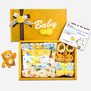 Yellow Sunshine Wooden Baby Shower Box ( Gender Neutral) 0 - 12 Months - Baby Gifting