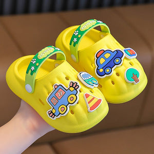 Yellow Transport theme Slip on Clogs, Summer/Monsoon all season Footwear for Toddlers & Kids. - Little Surprise BoxYellow Transport theme Slip on Clogs, Summer/Monsoon all season Footwear for Toddlers & Kids.