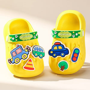Yellow Transport theme Slip on Clogs, Summer/Monsoon all season Footwear for Toddlers & Kids. - Little Surprise BoxYellow Transport theme Slip on Clogs, Summer/Monsoon all season Footwear for Toddlers & Kids.