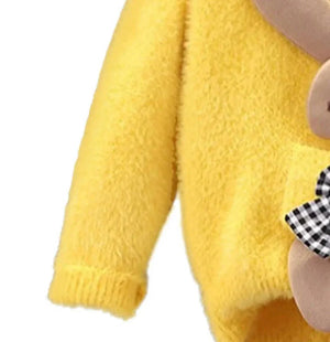 Yellow with 3d Bunny Kids Cardigan Sweater, Round Neck - Little Surprise BoxYellow with 3d Bunny Kids Cardigan Sweater, Round Neck
