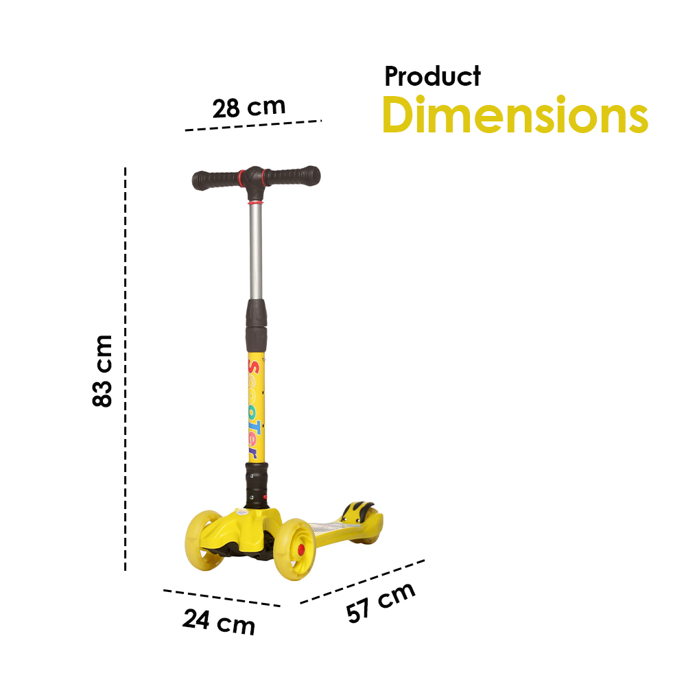 HAPPY BEAR - Kick Scooter with Adjustable Handlebar, LED PU Wheels with Brake