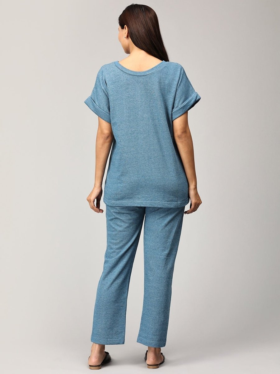 You Do Blue Maternity and Nursing Sweatshirt Co-Ord Set - MWW-SD-BLUC-S