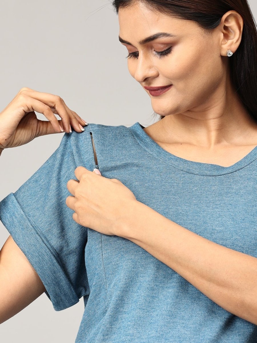 You Do Blue Maternity and Nursing Sweatshirt Co-Ord Set - MWW-SD-BLUC-S