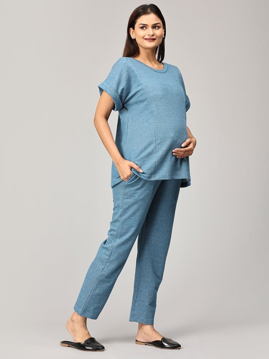 You Do Blue Maternity and Nursing Sweatshirt Co-Ord Set - MWW-SD-BLUC-S