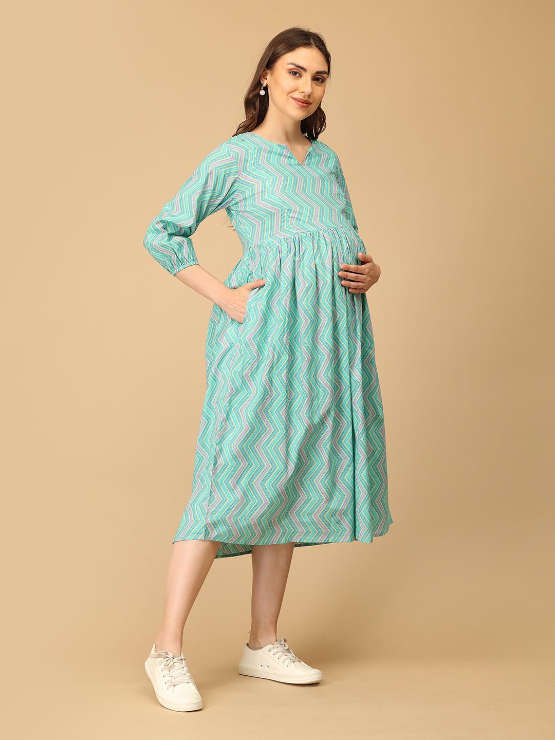ZigZag Zest Maternity and Nursing Dress - DRS - SK - ZGZST - S