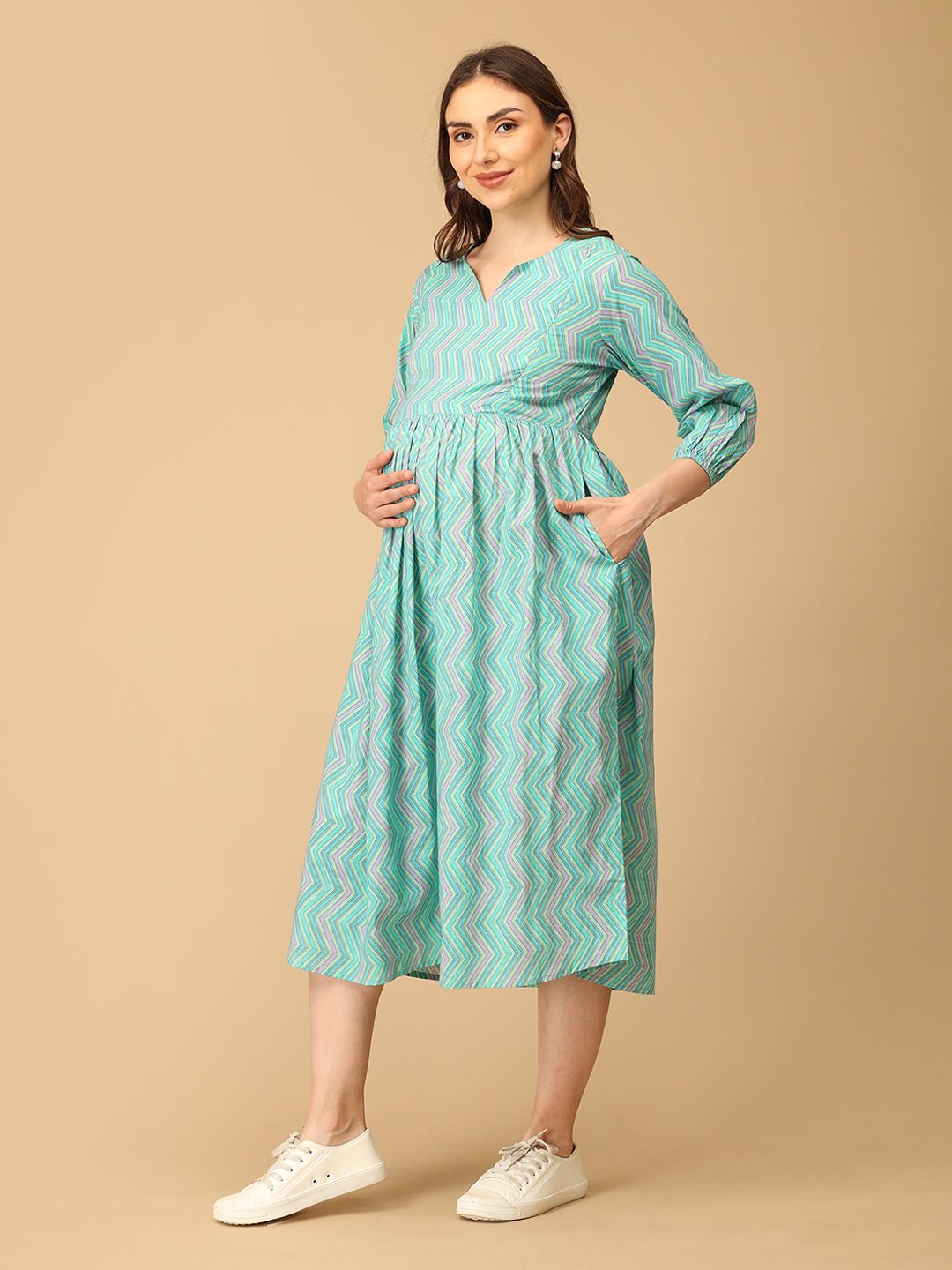 ZigZag Zest Maternity and Nursing Dress - DRS - SK - ZGZST - S