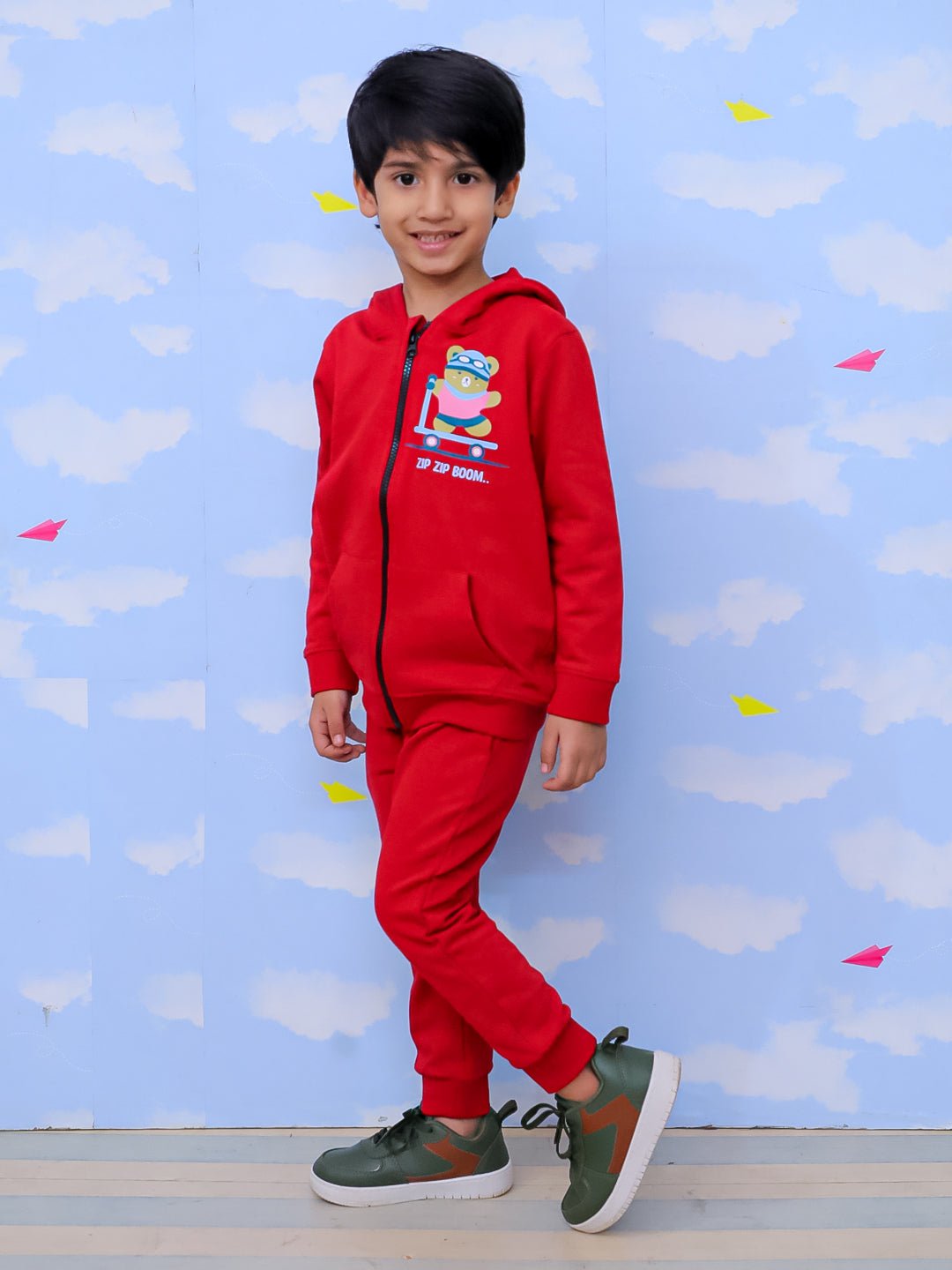 Zip Zip Boom Zipper Jacket & Maroon Sweatpants Combo - KWW - AN - ZBMW - 0 - 6