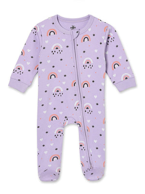 Zipper Romper Combo of 2: Buttercream Clouds and Lavender Twinkle Zipper Romper - ROM2 - ZP - BCRLT - PM