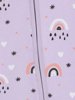 Zipper Romper Combo of 2: Buttercream Clouds and Lavender Twinkle Zipper Romper - ROM2 - ZP - BCRLT - PM