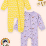 Zipper Romper Combo of 2: Buttercream Clouds and Lavender Twinkle Zipper Romper - ROM2 - ZP - BCRLT - PM