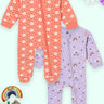 Zipper Romper Combo of 2: Coral Blossom and Lavender Infant Zipper Romper - ROM2 - ZP - CBLTN - PM