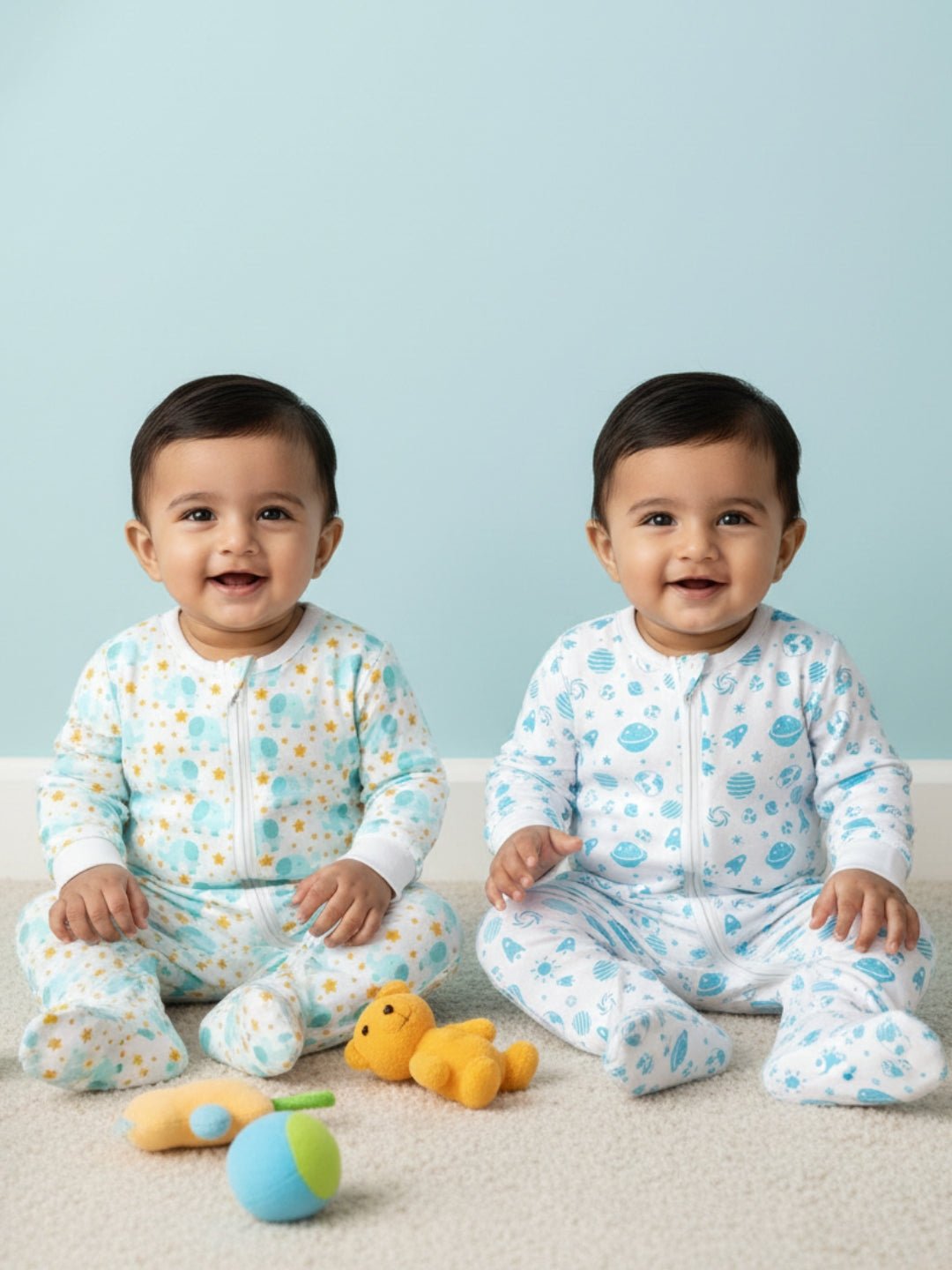 Zipper Romper Combo of 2: Elephantastic - Out Of The World - Preemie Baby Romper