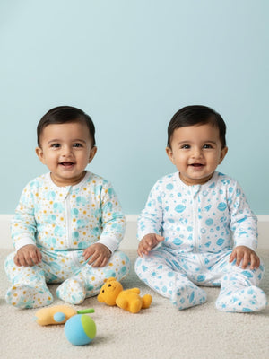 Zipper Romper Combo of 2: Elephantastic - Out Of The World - Preemie Baby Romper