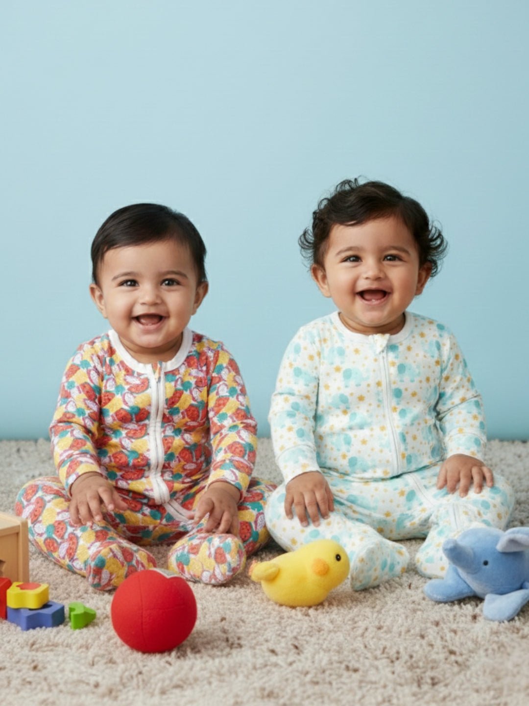 Zipper Romper Combo of 2: Fruitilicious - Elephantastic - Preemie Baby Romper