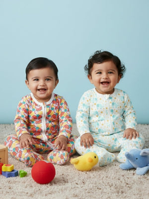 Zipper Romper Combo of 2: Fruitilicious - Elephantastic - Preemie Baby Romper