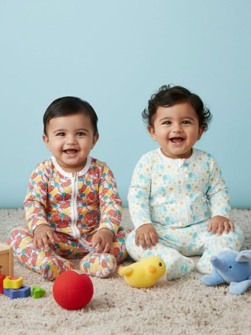 Zipper Romper Combo of 2: Fruitilicious-Elephantastic