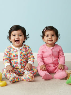 Zipper Romper Combo of 2: Fruitilicious - Fairyland - Preemie Baby Romper