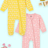 Zipper Romper Combo of 2: Rosy Hearts and Buttercream Clouds Zipper Romper - ROM2 - ZP - RSHBC - PM