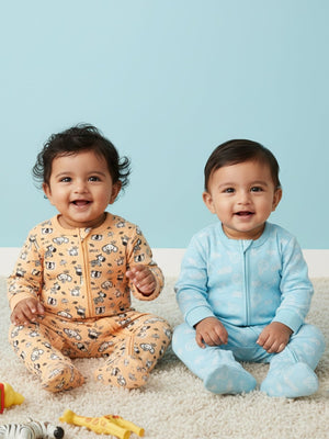 Zipper Romper Combo of 2: Rusty Jungle and Sky Drift Zipper Romper - Preemie Baby Romper