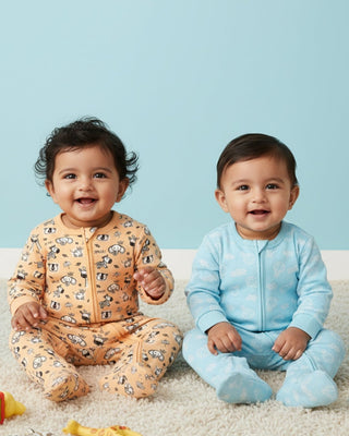 Zipper Romper Combo of 2: Rusty Jungle and Sky Drift Zipper Romper - Preemie Baby Romper