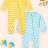 Zipper Romper Combo of 2: Sky Drift and Buttercream Clouds Zipper Romper - ROM2 - ZP - SDRBC - PM