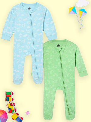 Zipper Romper Combo of 2: Sky Drift and Vroom Vroom Infant Zipper Romper - ROM2 - ZP - SDVM - PM