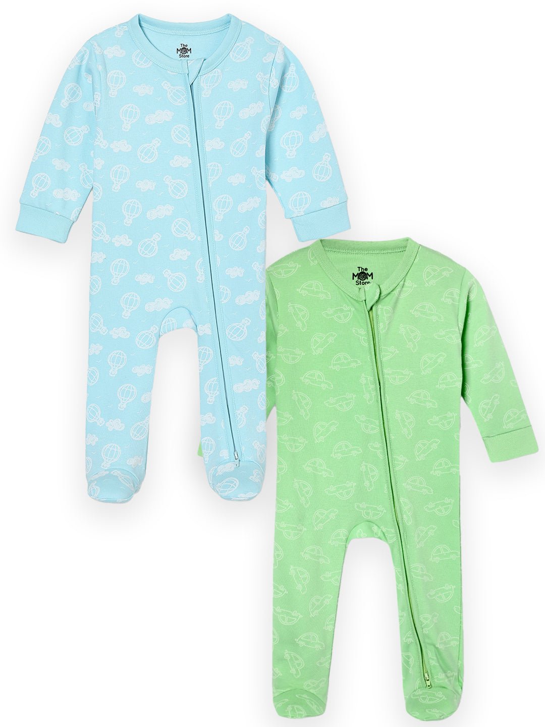 Zipper Romper Combo of 2: Sky Drift and Vroom Vroom Infant Zipper Romper - ROM2 - ZP - SDVM - PM