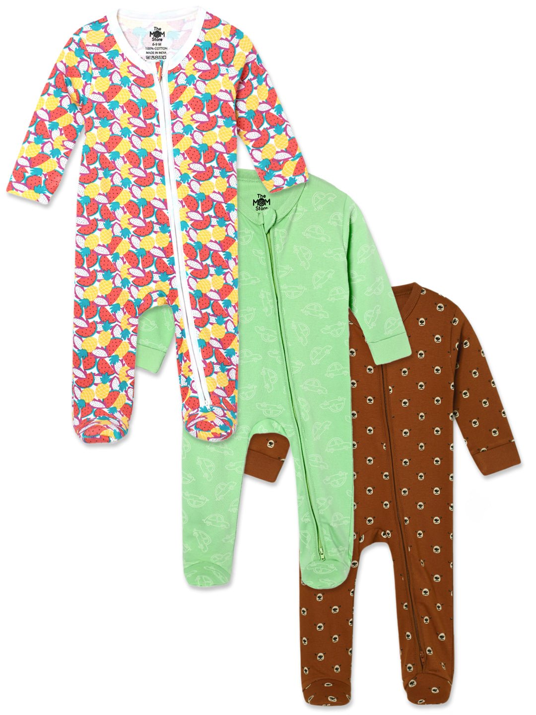 Zipper Romper Combo of 3: Beary Best - Fruitilicious - Vroom Vroom - ROM3 - AO - BFVV - PM