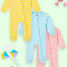 Zipper Romper Combo of 3: Buttercream Clouds, Sky Drift and Rosy Hearts Infant Zipper Romper - ROM3 - ZP - BCSDRH - PM