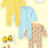 Zipper Romper Combo of 3: Buttercream Clouds, Sky Drift and Rusty Jungle Infant Zipper Romper - ROM3 - ZP - BCSRS - PM