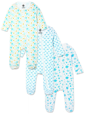 Baby Zipper Romper Combo of 3: Elephantastic-Happy Cloud-Out Of World