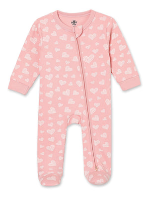 Zipper Romper Combo of 3: Lavender Twinkle, Coral Blossom and Rosy Hearts Infant Zipper Romper - ROM3 - ZP - LTCRH - PM