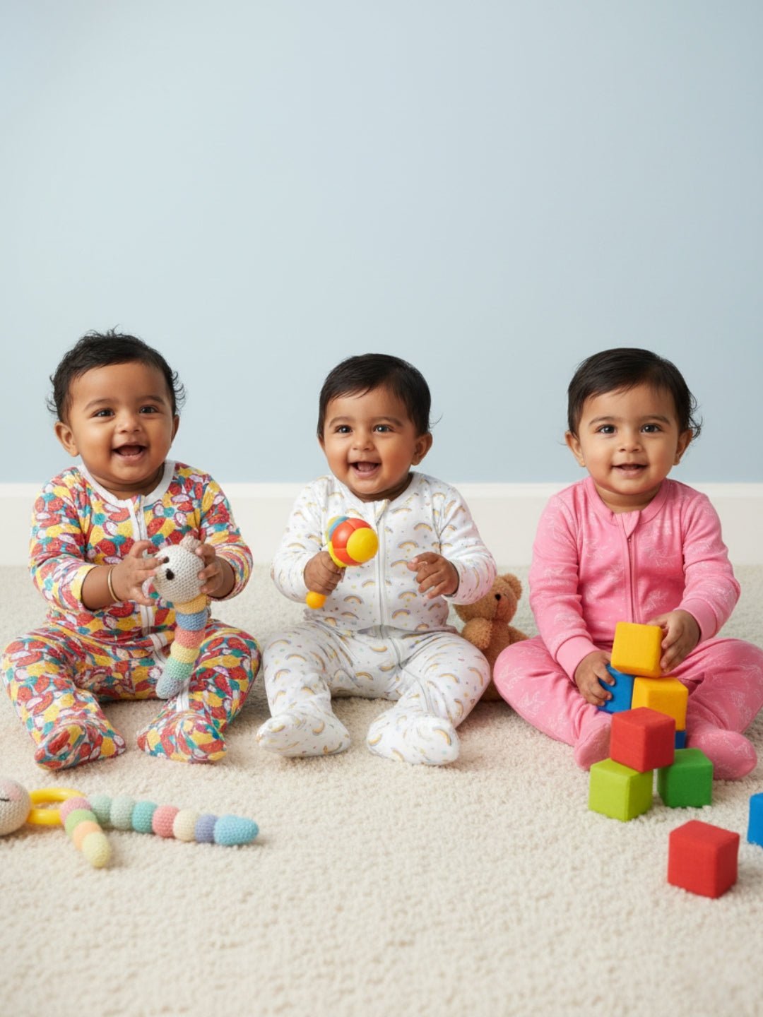 Zipper Romper Combo of 3: Magic Bow - Fairyland - Fruitilicious - Preemie Baby Romper