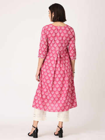 Bright Rose Maternity Kurta Set With Nursing