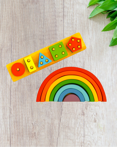 Earthy Tweens 7 Pcs Rainbow Bends & 5 Shapes Geometric Sorter