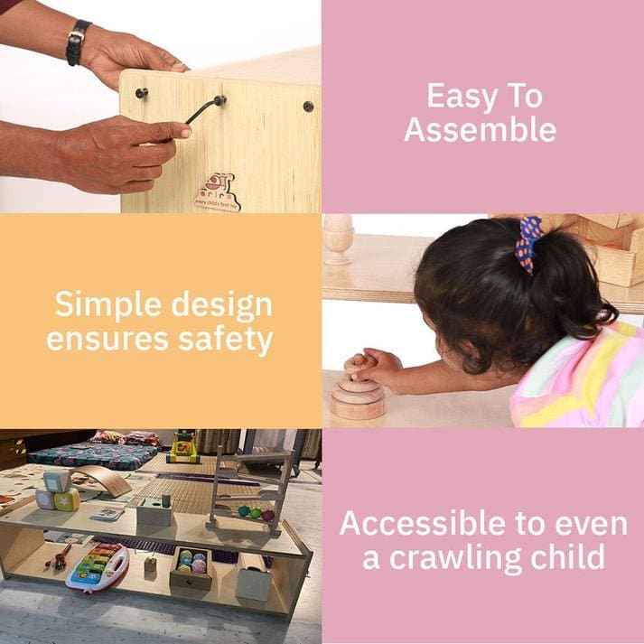 Ariro Toys Montessori Toddler Low Shelf-Natural - ARF006