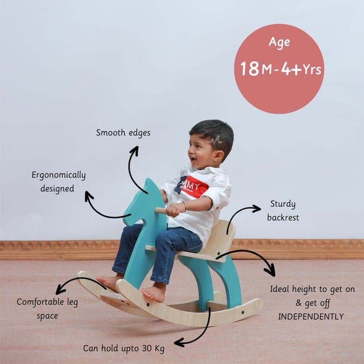Ariro Toys Traditional Rocking Horse- Blue - ARF020-B