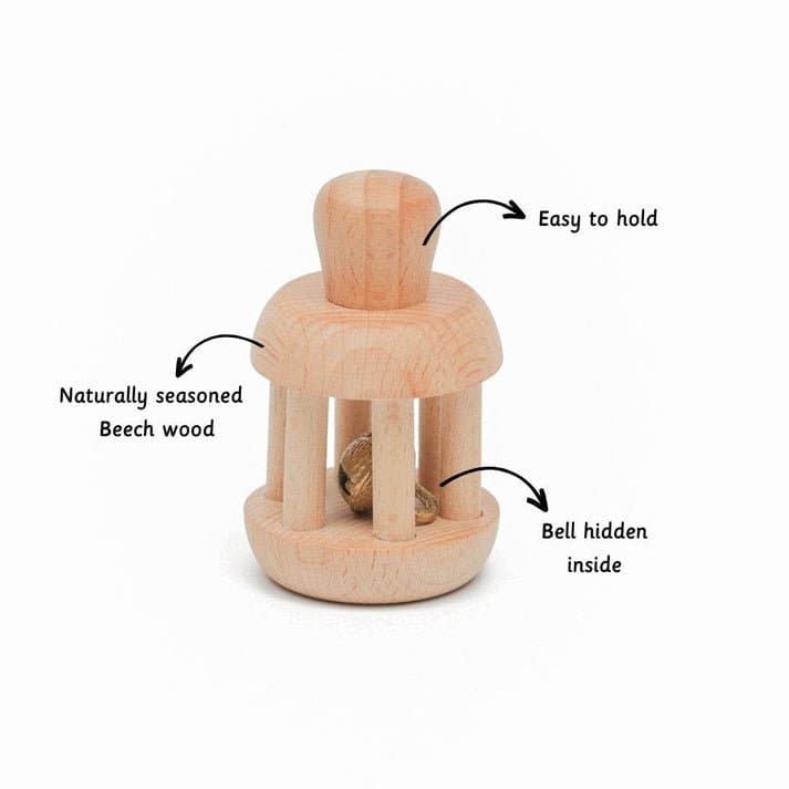Ariro Toys Wooden Bell Rattle - ARR011
