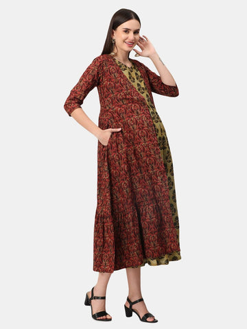 Autumn Flames Maternity and Feeding Shacket Dress Set